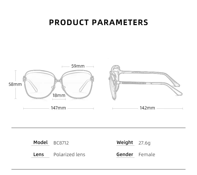 Lunettes de soleil polarisées femme — dégradé, lentille ronde, carré, luxe