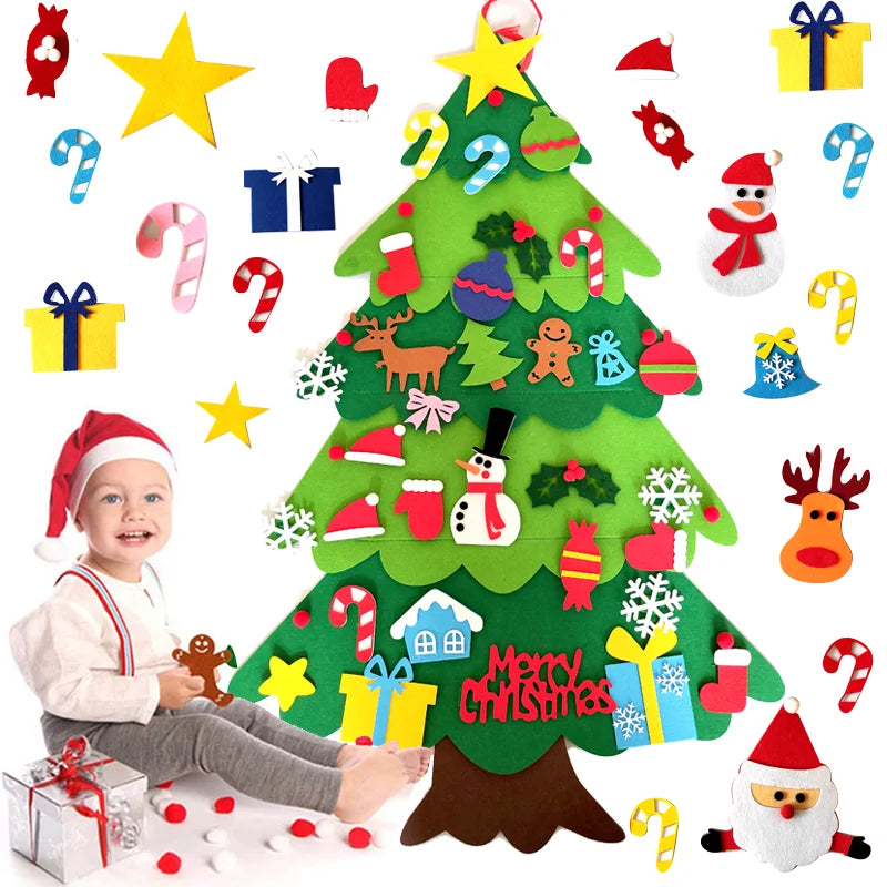 Árbol de Navidad de fieltro, decoración para el hogar, Año Nuevo 2022, adornos navideños, regalos para niños, DIY