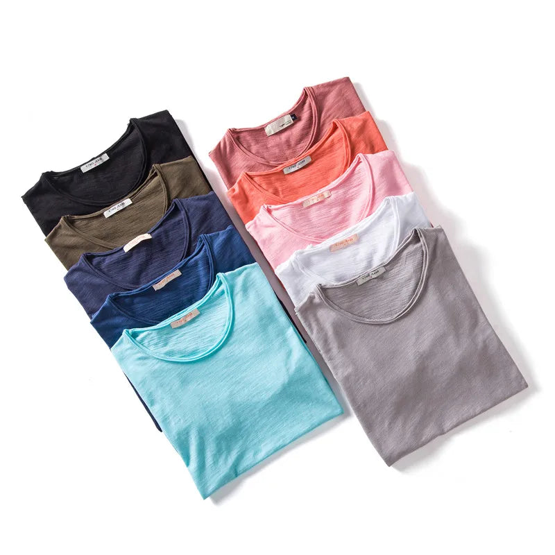 100% coton hommes T-shirt décontracté doux Fitness été mince T-shirts hommes vêtements de maison col rond à manches courtes solide T-shirt pour hommes