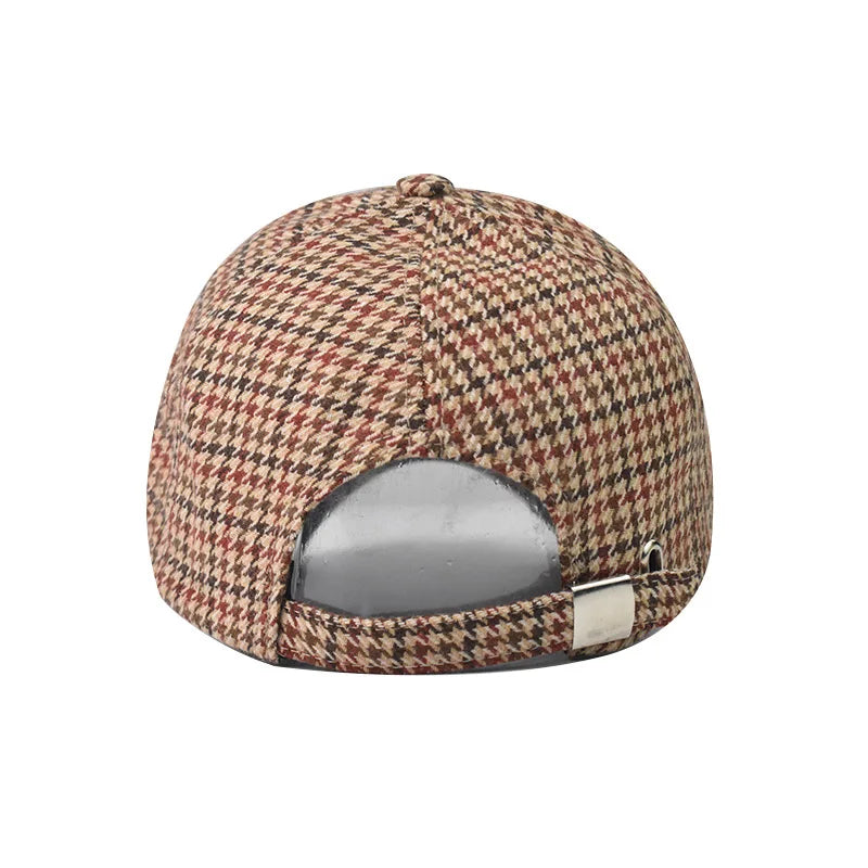 FS Luxury Plaid Baseball Caps for Men, Vintage Brown Houndstooth Hat for Women, Cotton Streetwear Style Trucker Cap, Women's Cap 2026