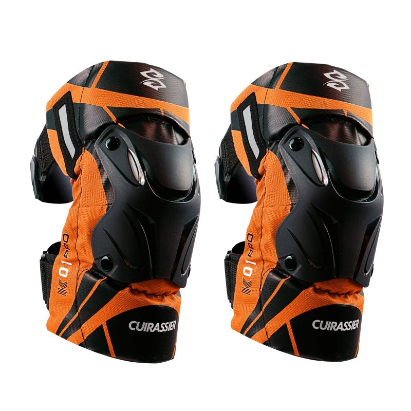 Cuirassier-Genouillères de protection pour motocross, genouillères de moto, protection MX, coussinets de course de coulée de nuit Équipement de moto avec coque renforcée et haute visibilité pour une conduite nocturne