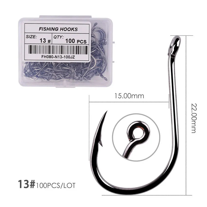 Hameçons de pêche en acier à haute teneur en carbone — 100/40 pièces, taille 2-22, carpe, poisson-chat, crochets