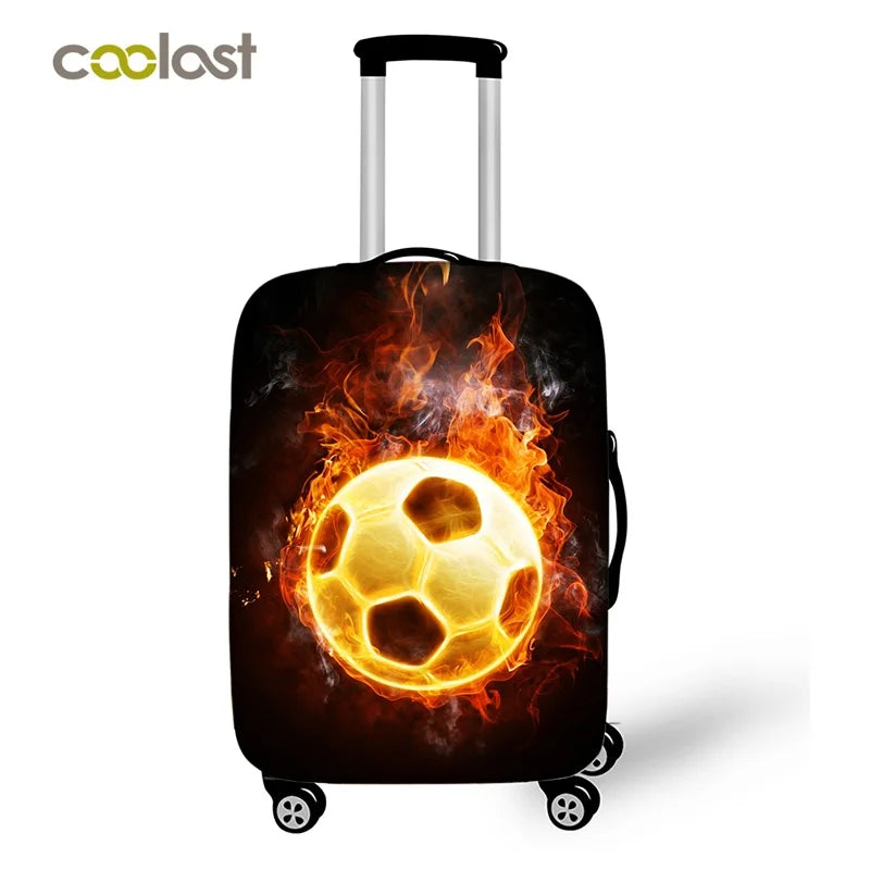 Footprint ball print luggage cover, fire trolley luggage protector for men and boys, travel accessories, elastic luggage cover