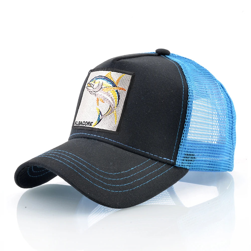 Women's Breathable Mesh Baseball Cap Albacore Patch Hip Hop Trucker Snapback Bone Cap