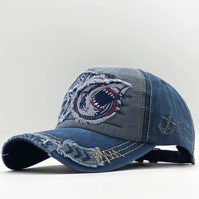 Casquette en coton pour hommes et femmes — chapeau arrière, os aviation requin, casual (v2)