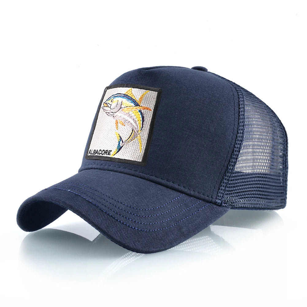 Women's Breathable Mesh Baseball Cap Albacore Patch Hip Hop Trucker Snapback Bone Cap