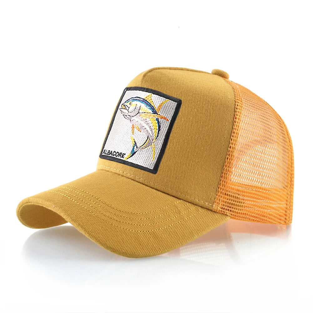 Women's Breathable Mesh Baseball Cap Albacore Patch Hip Hop Trucker Snapback Bone Cap