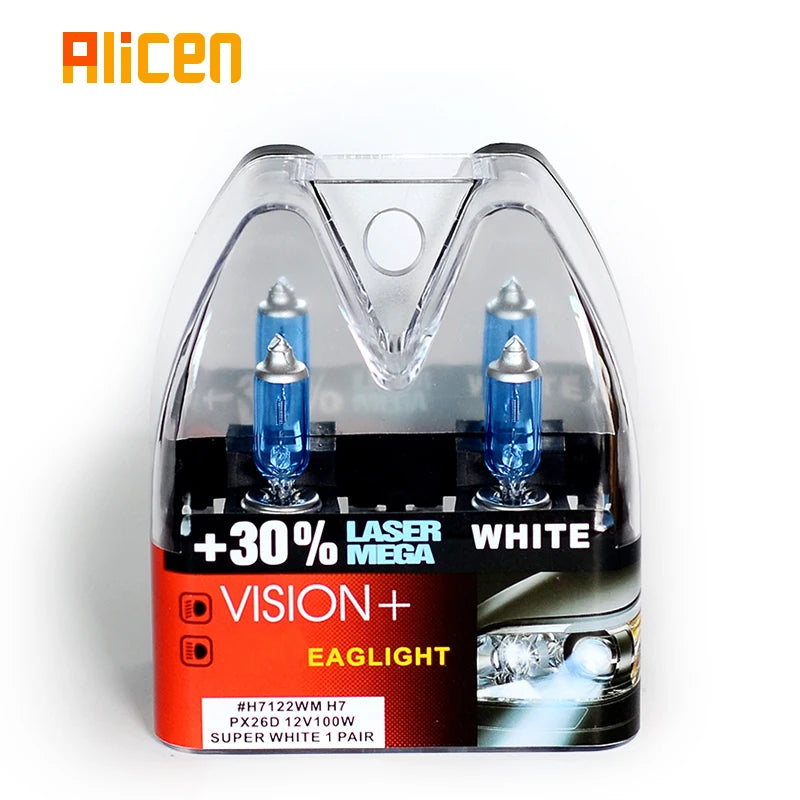 Ampoules H7 100W Super Blanches 12V — +30% Luminosité Phare Rallye Hi/Lo