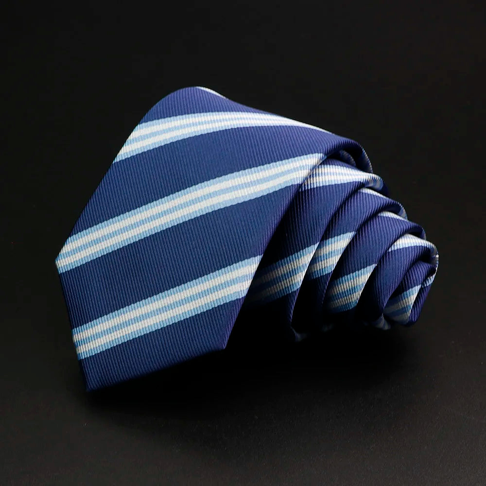 Nouvelle cravate pour hommes classique rayure 7 cm Jacquard rouge bleu vert cravate usage quotidien cravate robe de soirée de mariage accessoires cadeau pour homme