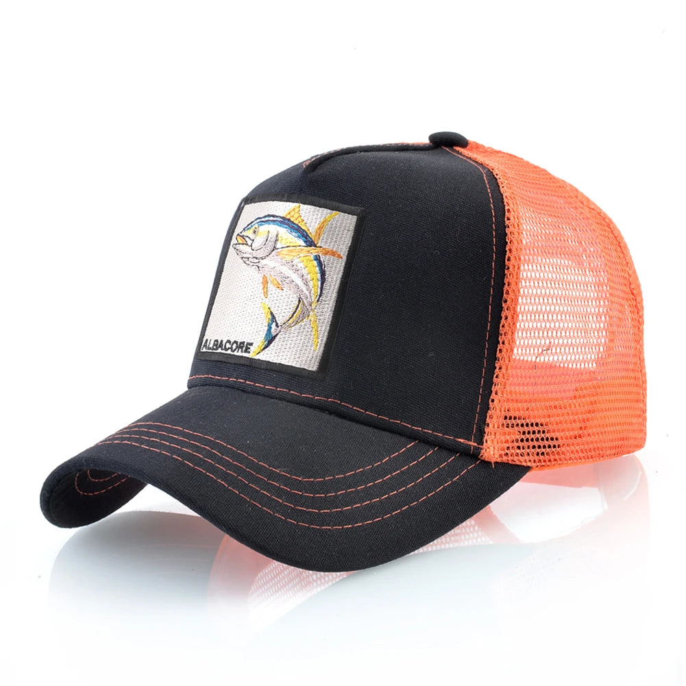Women's Breathable Mesh Baseball Cap Albacore Patch Hip Hop Trucker Snapback Bone Cap
