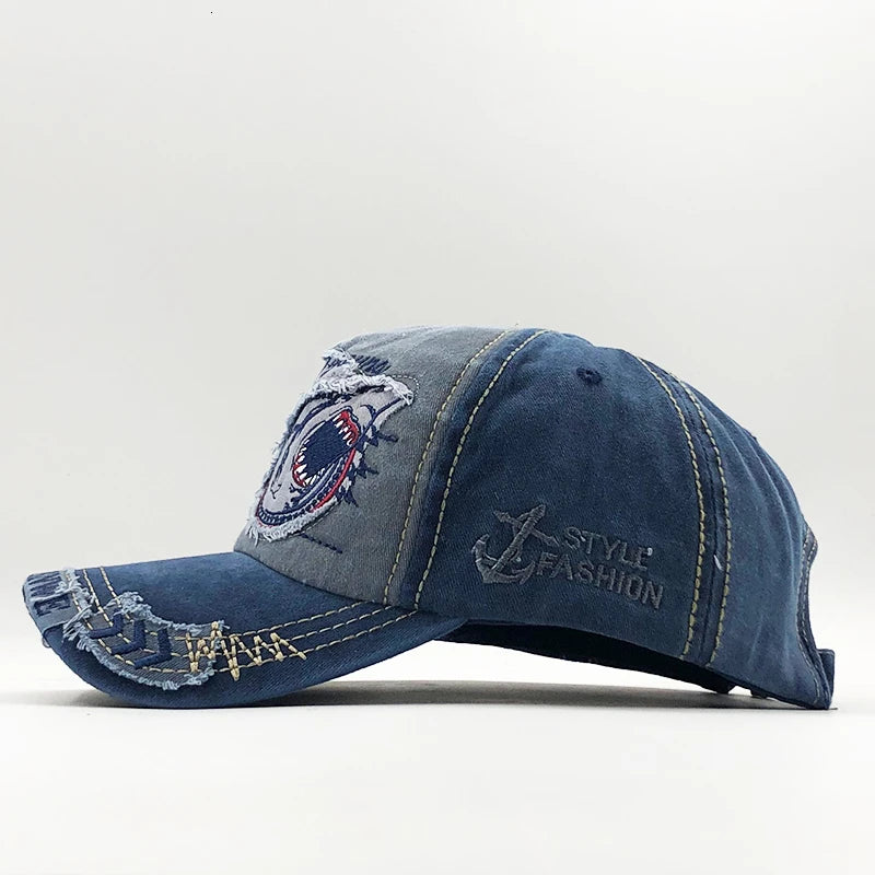Casquette en coton pour hommes et femmes — chapeau arrière, os aviation requin, casual (v2)