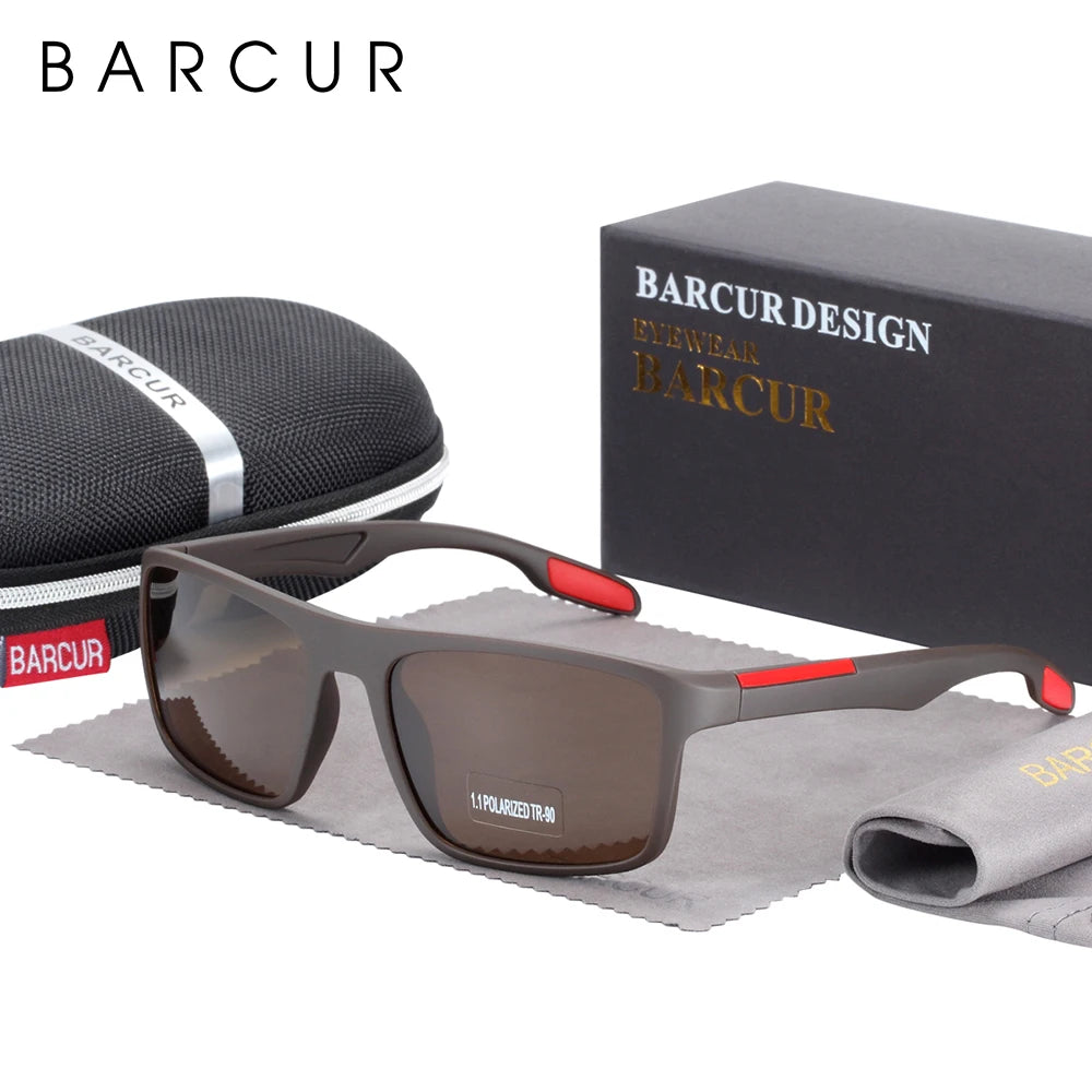 BARCUR Gafas de sol polarizadas para hombre, TR90 ultraligeras, vintage, para mujer, gafas de sol cuadradas, oculos, lunette de soleil femme