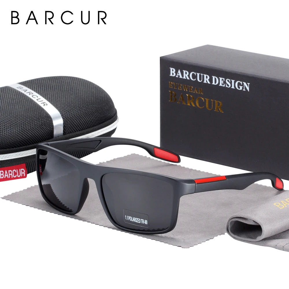 BARCUR Gafas de sol polarizadas para hombre, TR90 ultraligeras, vintage, para mujer, gafas de sol cuadradas, oculos, lunette de soleil femme