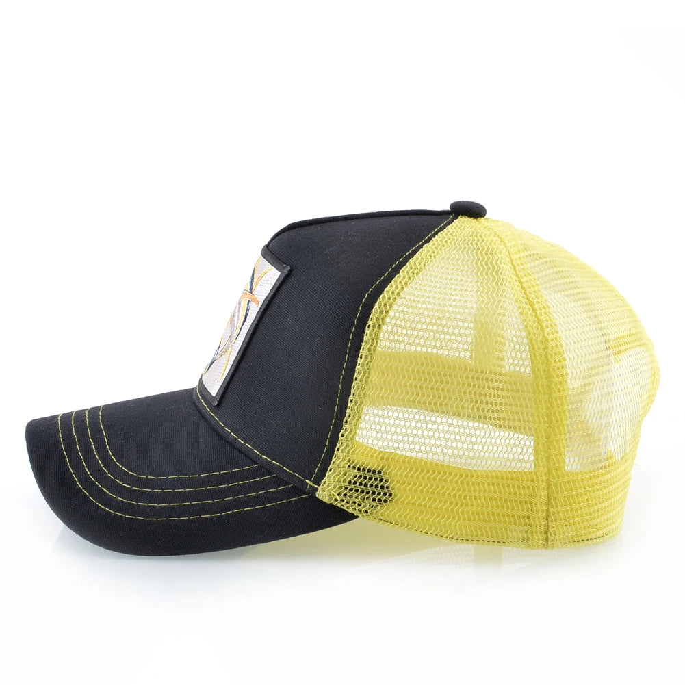 Gorra de béisbol de malla transpirable para mujer, gorra de camionero con parche de atún blanco, Hip Hop, gorra de hueso con solapa