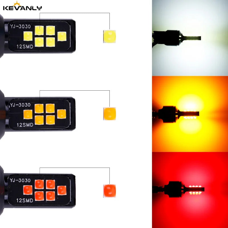 Feu LED H4 Hi/Lo 12V Antibrouillard Voiture — 12 SMD 3030 Ambre Rouge Blanc 2 Pièces