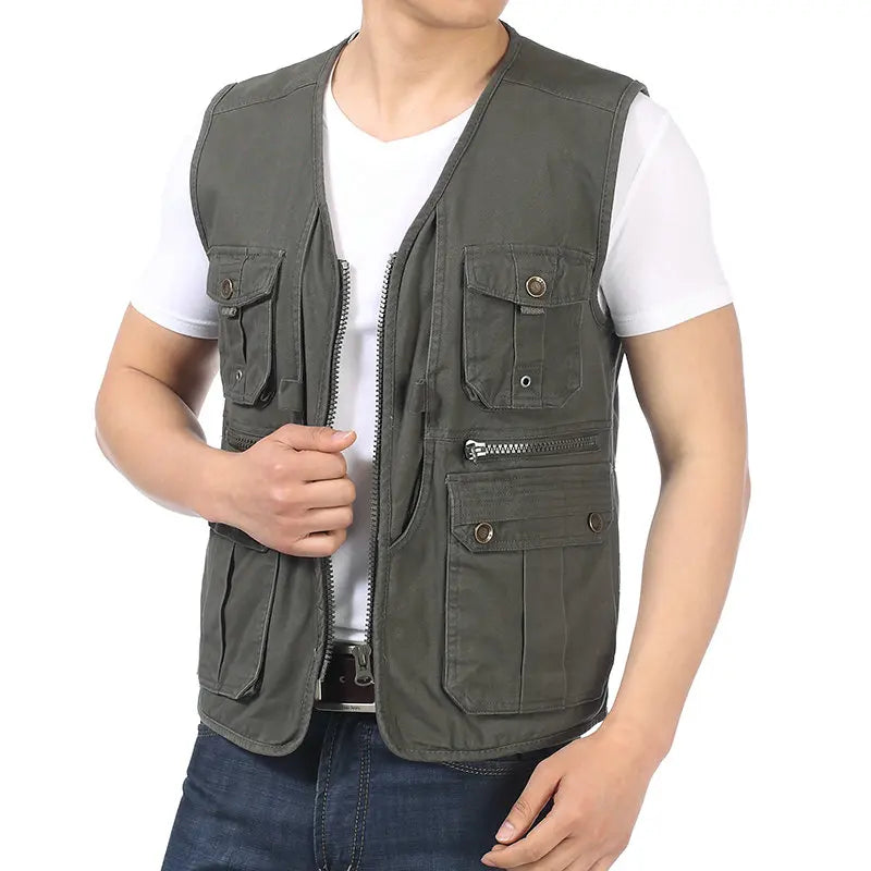 Gilet à col en V avec poches multifonctions pour hommes, gilets de loisirs pour hommes, gilets à chevrons, design décontracté, 4XL, printemps et automne