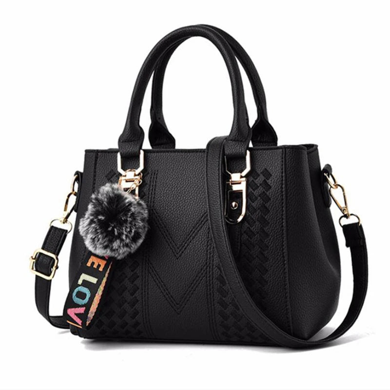 Sacs de messager brodés femmes sacs à Main en cuir sacs pour femmes Sac à Main dames boule de cheveux Sac à Main