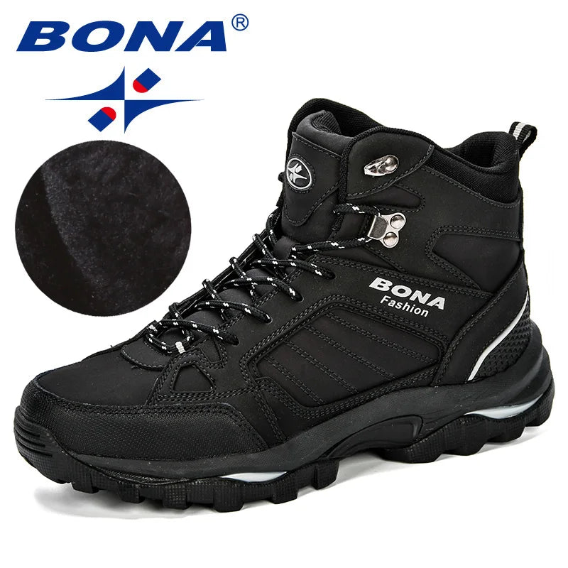 Bottes Homme Cuir Fourrées Anti-Dérapant — Chaussures Hiver Confortables