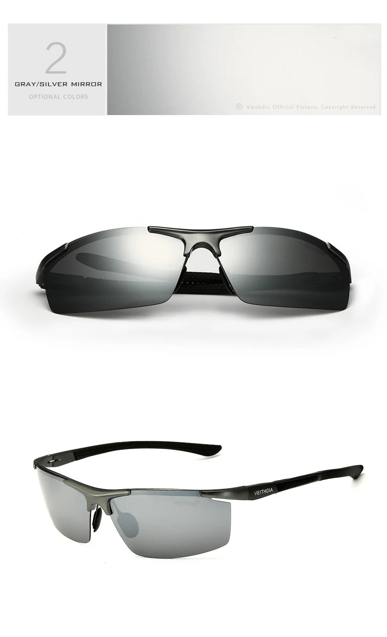 Lunettes de soleil homme aluminium magnésium polarisées UV400 — revêtement miroir, extérieur