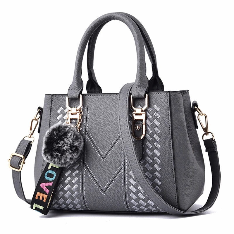 Sacs de messager brodés femmes sacs à Main en cuir sacs pour femmes Sac à Main dames boule de cheveux Sac à Main