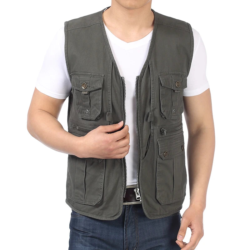 Gilet à col en V avec poches multifonctions pour hommes, gilets de loisirs pour hommes, gilets à chevrons, design décontracté, 4XL, printemps et automne