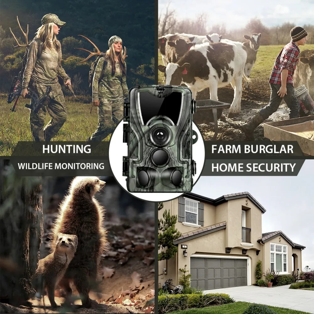 Caméra de chasse 16MP, vidéo 1080P, étanche, déclenchement 0,3s, HC801ALI avec batterie au lithium 5000mAh, piège photo de surveillance sauvage