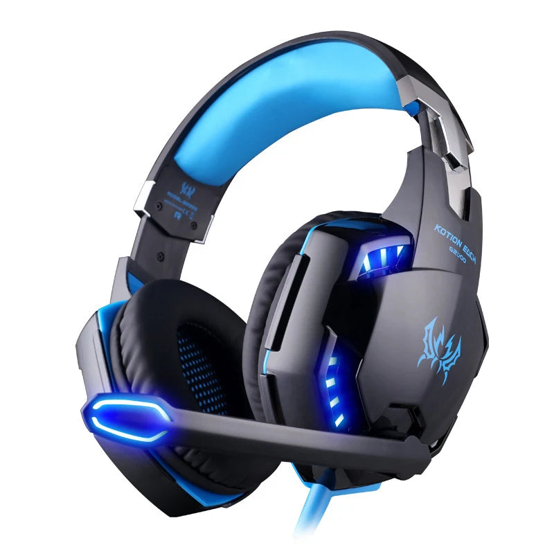 Casque gaming stéréo basse profonde avec microphone — éclairage LED, compatible PS4, ordinateur portable, PC
