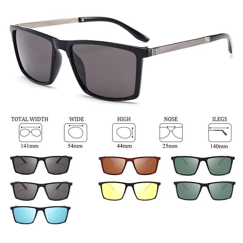 Psacss Men's Polarized Square Sunglasses, Driving Sun Glasses, Premium, Retro, UV400