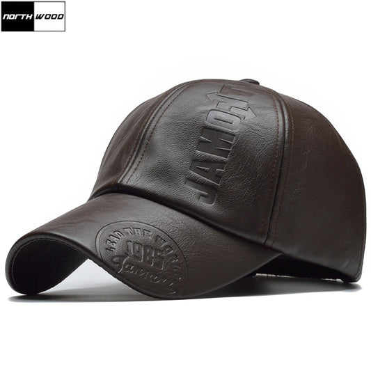 Km THWOOD-Gorra de béisbol de cuero PU para hombre, sombrero de invierno de alta calidad, nueva colección