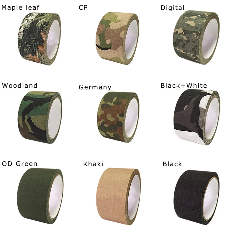 5M ruban de Camouflage extérieur WRAP chasse étanche auto-adhésif Camo bande furtive pansement 0.05m x 5m /2 pouces x 196 pouces