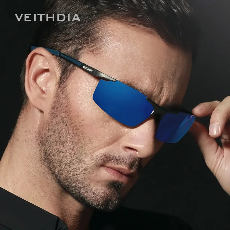 Lunettes de soleil homme aluminium magnésium polarisées UV400 — revêtement miroir, extérieur