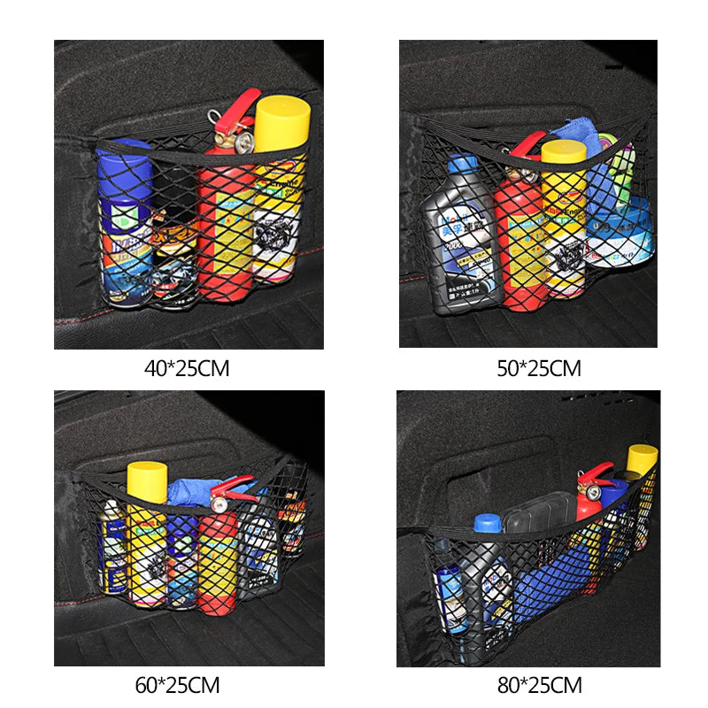 Sac de rangement pour coffre de voiture, filets en maille de Nylon, organisateur de coffre arrière de voiture, corde élastique, support de filet pour bagages, fournitures de véhicule de poche