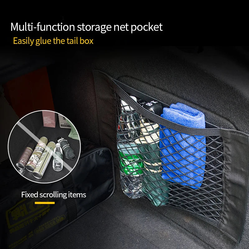 Sac de rangement pour coffre de voiture, filets en maille de Nylon, organisateur de coffre arrière de voiture, corde élastique, support de filet pour bagages, fournitures de véhicule de poche