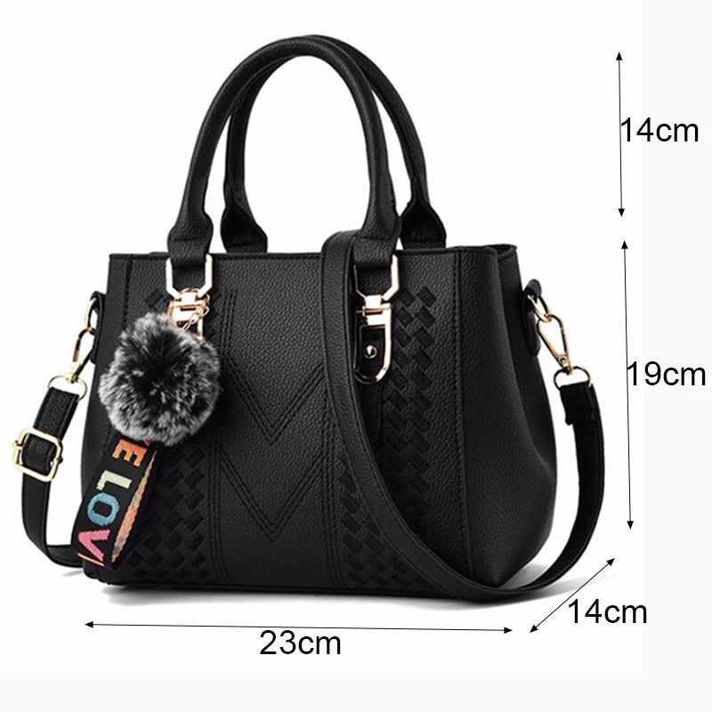 Sacs de messager brodés femmes sacs à Main en cuir sacs pour femmes Sac à Main dames boule de cheveux Sac à Main
