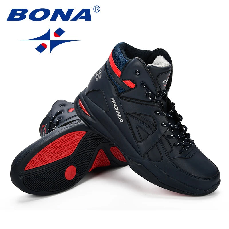 BONA Baskets de Basket-Ball Homme Tige Haute Respirantes — Terrain Dur