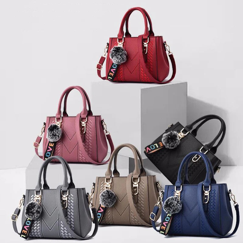 Sacs de messager brodés femmes sacs à Main en cuir sacs pour femmes Sac à Main dames boule de cheveux Sac à Main