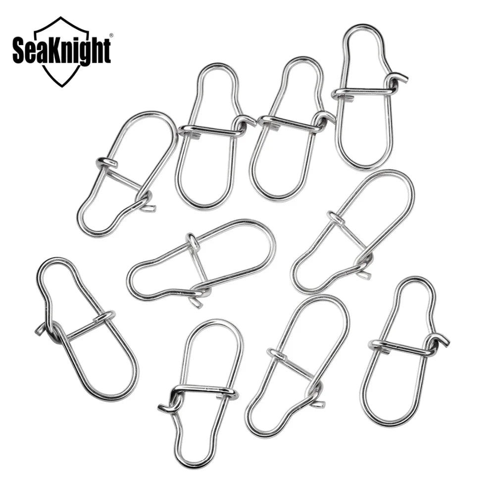 Connecteurs de Pêche SeaKnight 50 Pièces — Émerillons Inox & Mousquetons