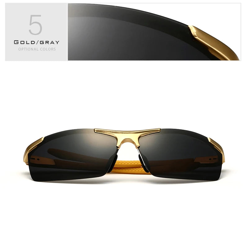 Lunettes de soleil homme aluminium magnésium polarisées UV400 — revêtement miroir, extérieur