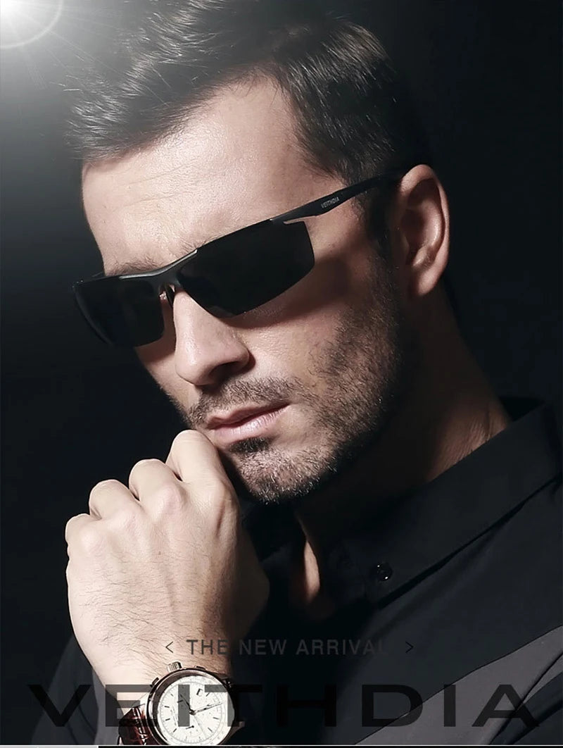 Lunettes de soleil homme aluminium magnésium polarisées UV400 — revêtement miroir, extérieur