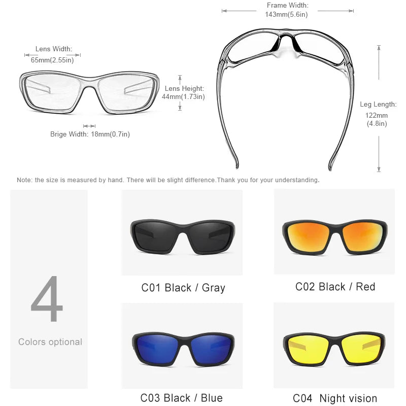 Lunettes de soleil homme polarisées TR90 — vision nocturne, miroir, UV400, 2024