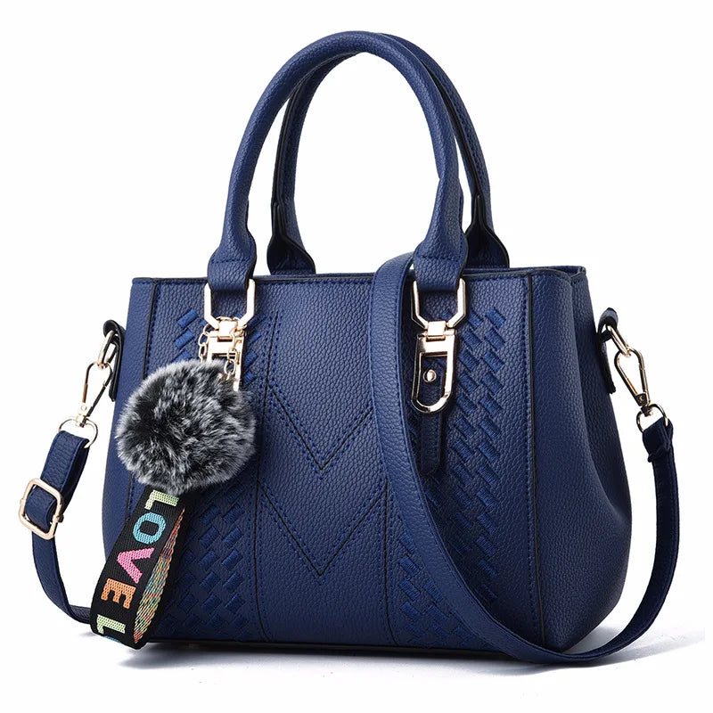 Sacs de messager brodés femmes sacs à Main en cuir sacs pour femmes Sac à Main dames boule de cheveux Sac à Main