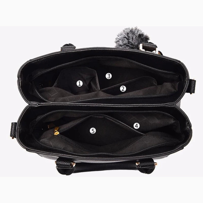 Sacs de messager brodés femmes sacs à Main en cuir sacs pour femmes Sac à Main dames boule de cheveux Sac à Main