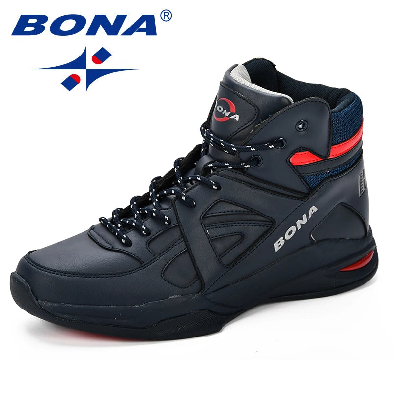 BONA Baskets de Basket-Ball Homme Tige Haute Respirantes — Terrain Dur