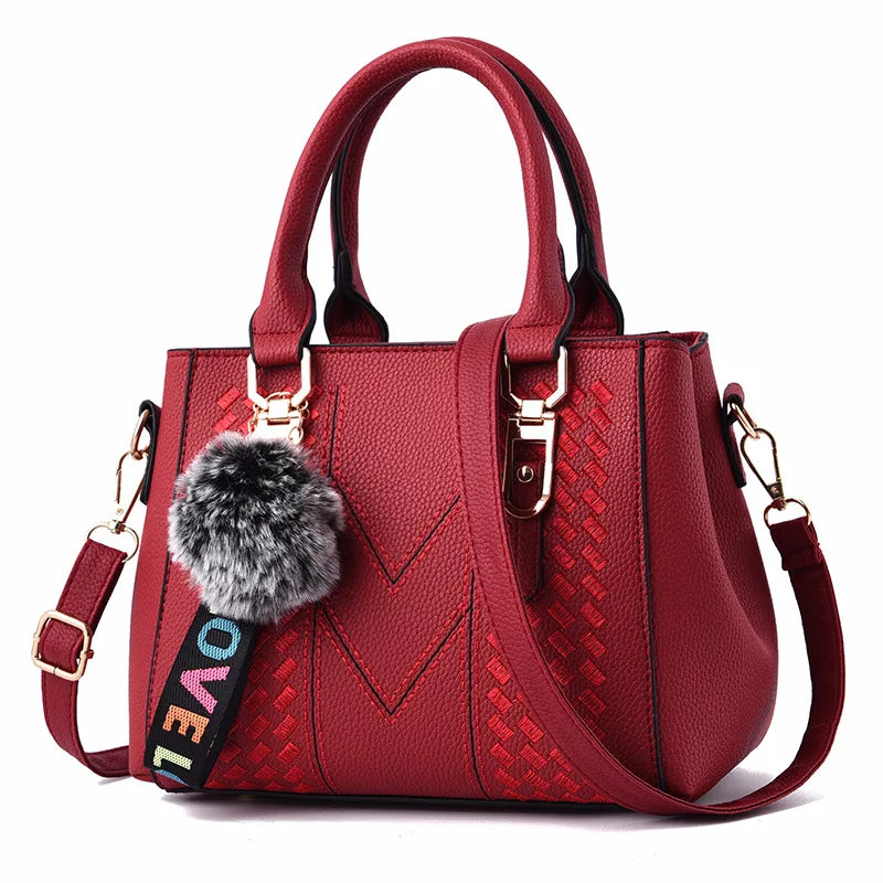 Sacs de messager brodés femmes sacs à Main en cuir sacs pour femmes Sac à Main dames boule de cheveux Sac à Main