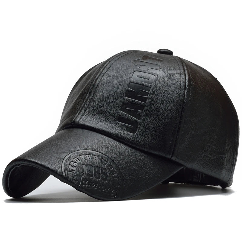 Casquette de baseball en cuir PU pour homme — chapeau d'hiver, nouvelle collection