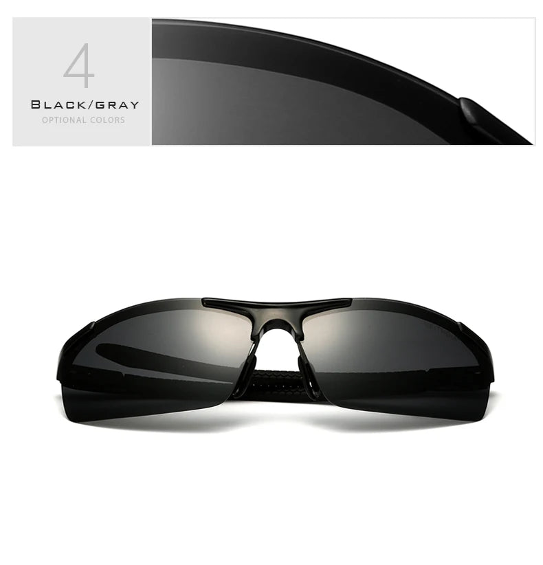 Lunettes de soleil homme aluminium magnésium polarisées UV400 — revêtement miroir, extérieur