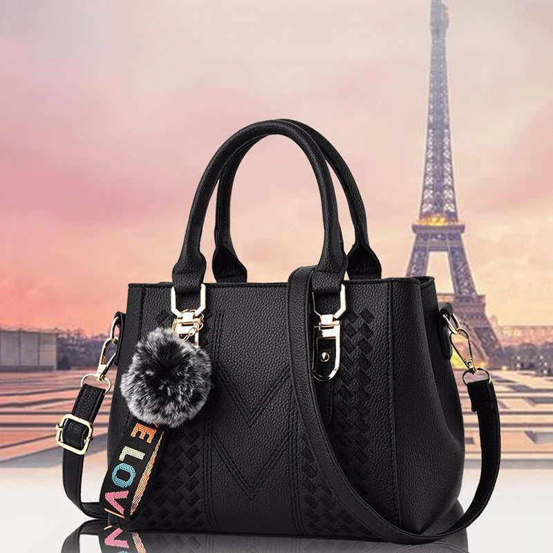 Sacs de messager brodés femmes sacs à Main en cuir sacs pour femmes Sac à Main dames boule de cheveux Sac à Main