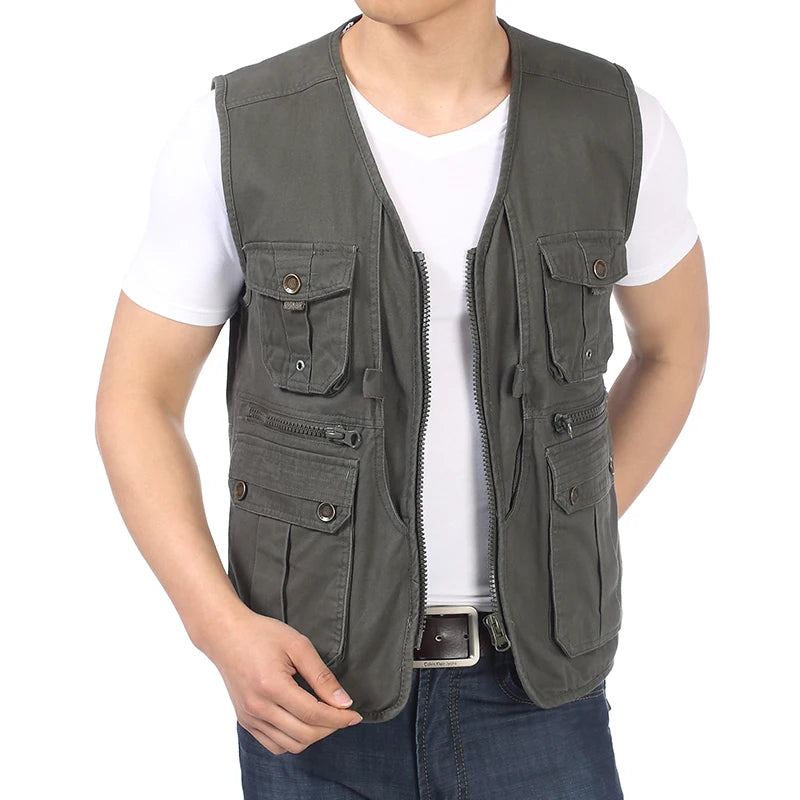 Gilet à col en V avec poches multifonctions pour hommes, gilets de loisirs pour hommes, gilets à chevrons, design décontracté, 4XL, printemps et automne