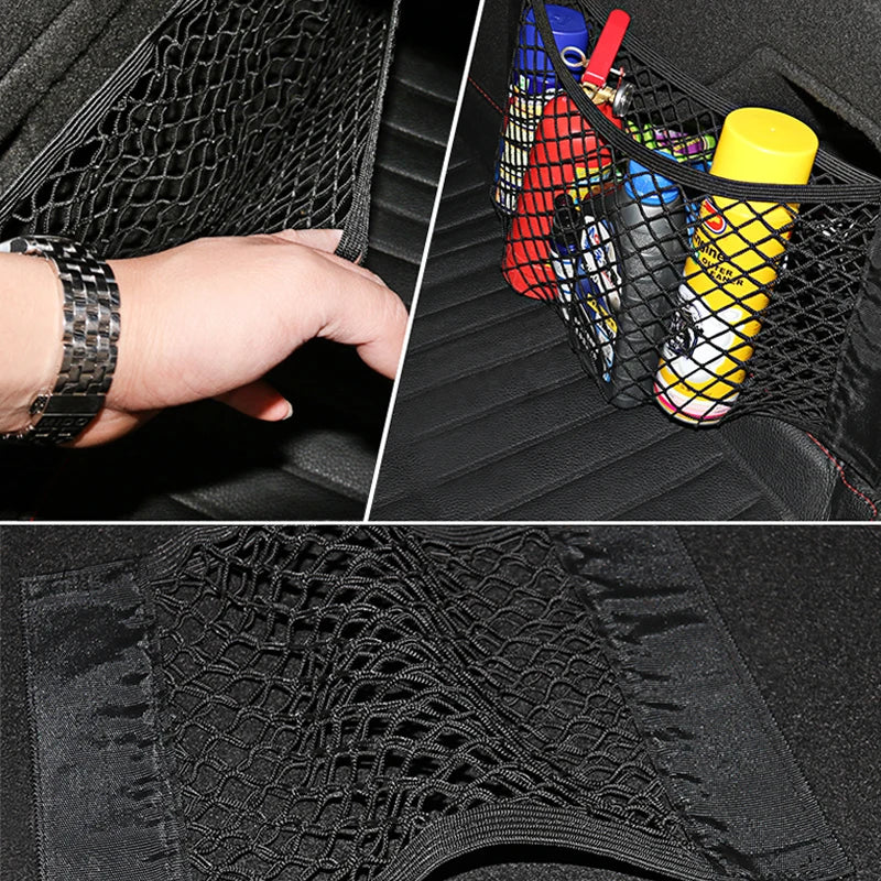 Sac de rangement pour coffre de voiture, filets en maille de Nylon, organisateur de coffre arrière de voiture, corde élastique, support de filet pour bagages, fournitures de véhicule de poche