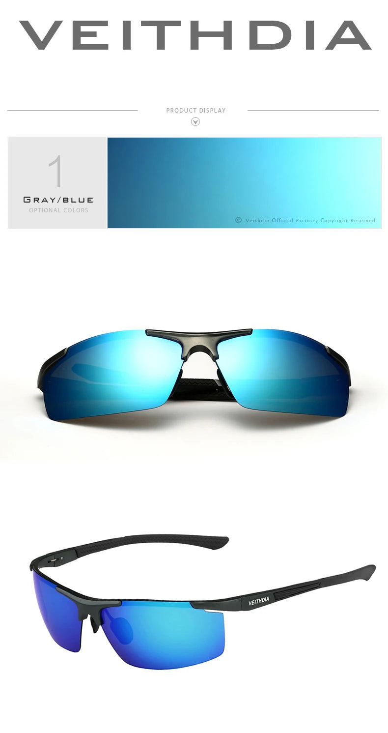 Lunettes de soleil homme aluminium magnésium polarisées UV400 — revêtement miroir, extérieur